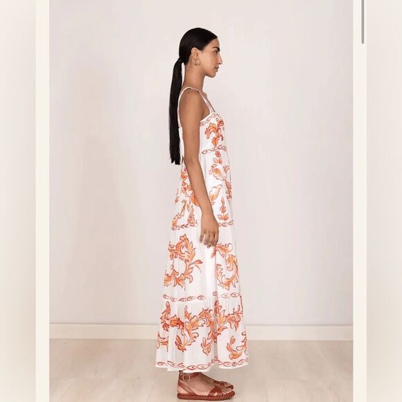 NWT 420.00 Banjanan Daniella Dress Cherry SILK BLEND MAXI DRESS - Picture 4 of 5